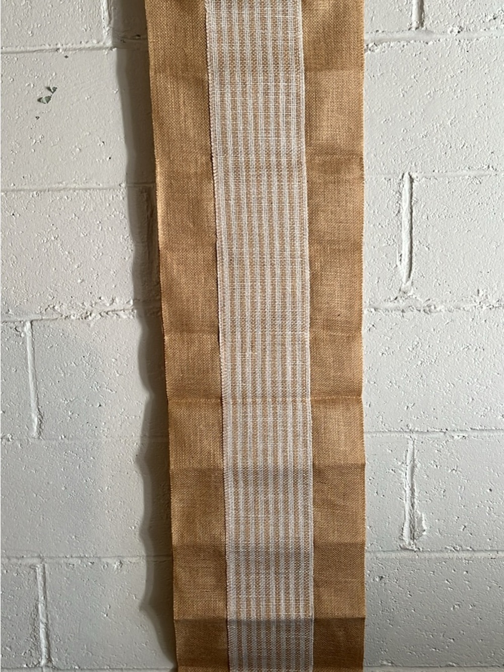 Striped Natural Burlap Table Runner - 108x24”